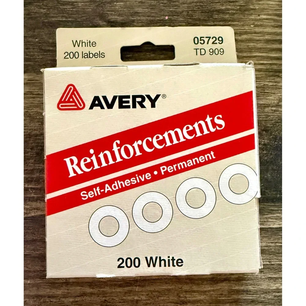 Avery Reinforcements Hole Labels 200ct White NEW 05729 Permanent Self-Adhesive